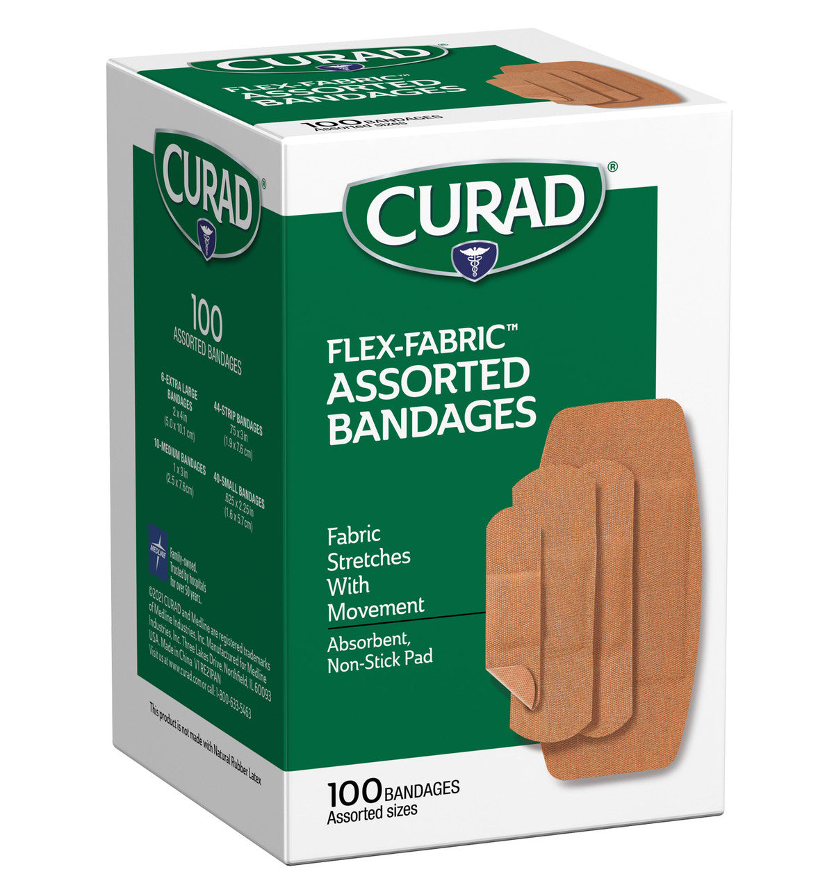 Curad Flex-Fabric Adhesive Bandages, Assorted - 100 Ea